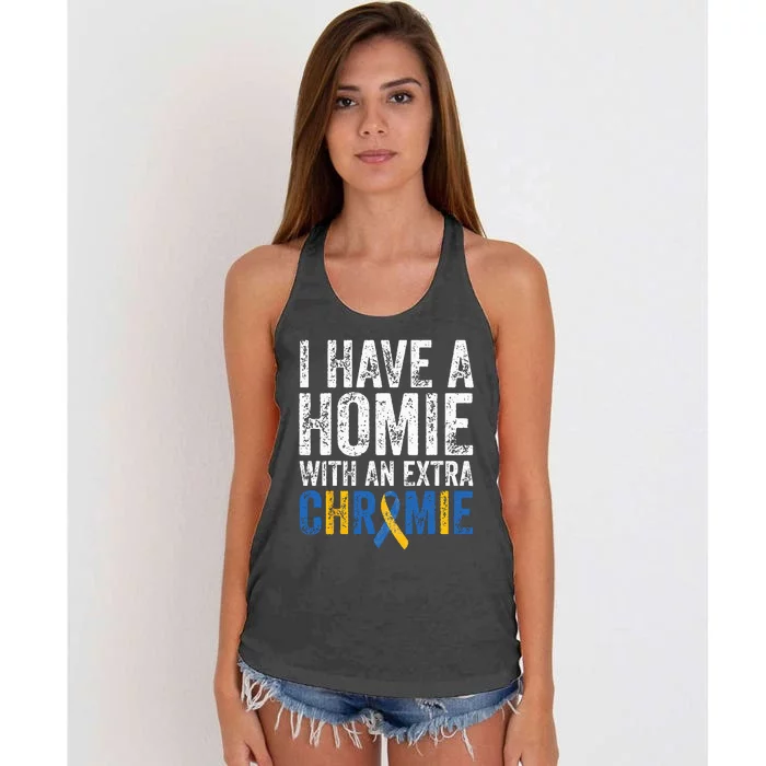 I Have A Homie With An Extra Chromie Down Syndrome Awareness Women's Knotted Racerback Tank