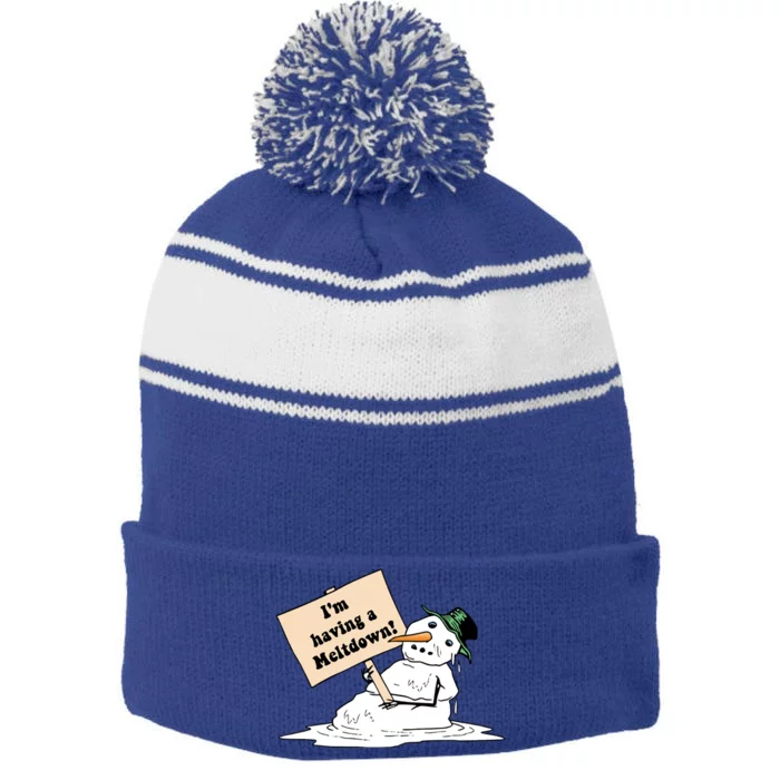 I'm Having A Meltdown Stripe Pom Pom Beanie