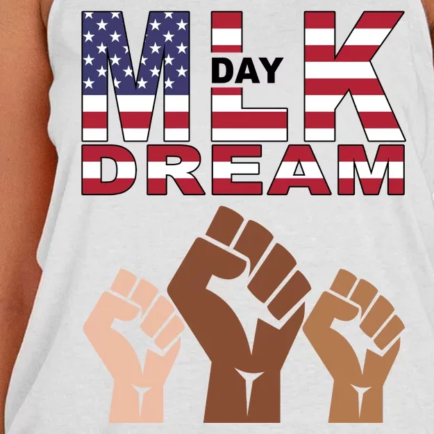 I Have A Dream Mlk Day Fist Up Women's Knotted Racerback Tank