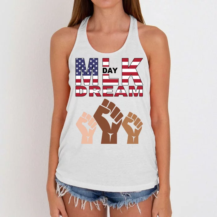 I Have A Dream Mlk Day Fist Up Women's Knotted Racerback Tank