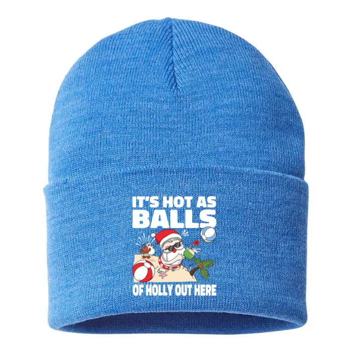 It’s Hot As Balls Of Holly Out Here Christmas In July Gift Sustainable Knit Beanie