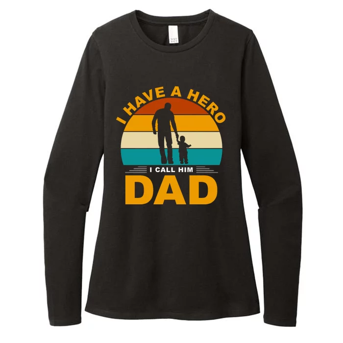 I Have A Hero I Call Him Dad Retro Sunset Womens CVC Long Sleeve Shirt