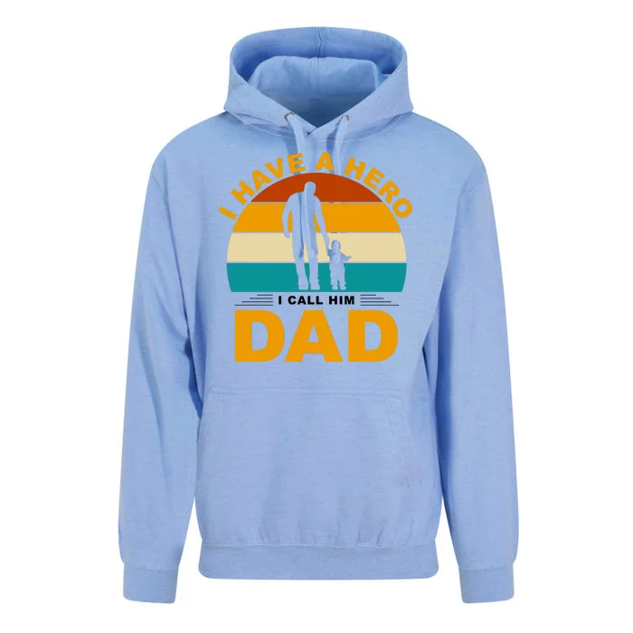 I Have A Hero I Call Him Dad Retro Sunset Unisex Surf Hoodie