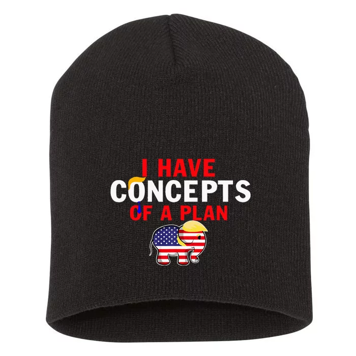 I Have A Concept Of A Plan Funny Trump Harris Short Acrylic Beanie