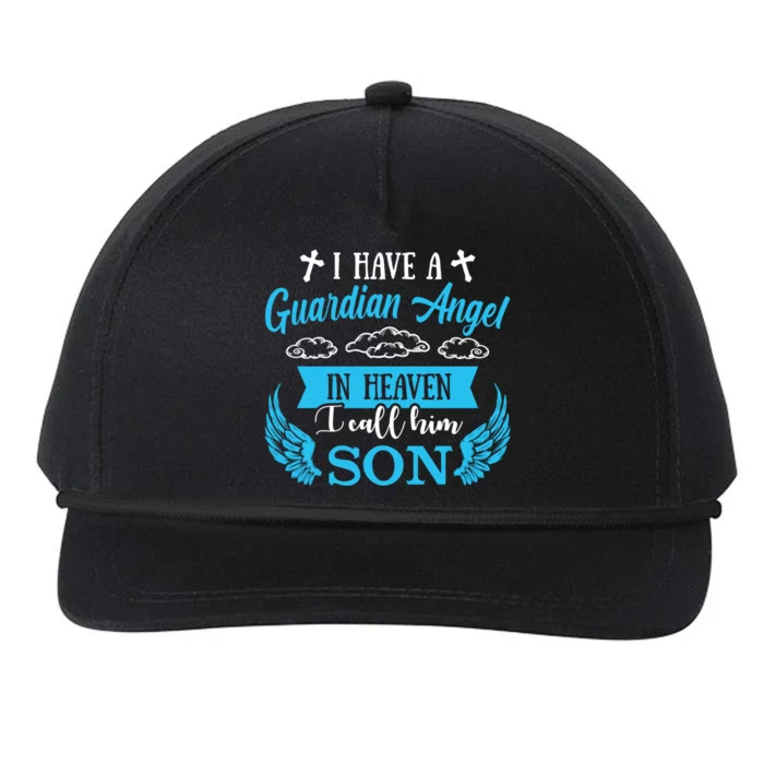 I Have A Guardian Angel In Heaven Son Missing Son Rip Gift Snapback Five-Panel Rope Hat