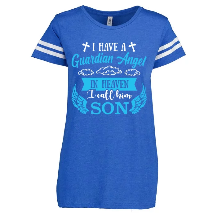 I Have A Guardian Angel In Heaven Son Missing Son Rip Gift Enza Ladies Jersey Football T-Shirt