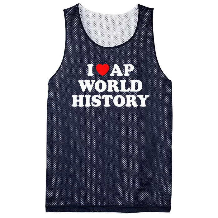 I Heart AP World History Red Heart Funny Retro Design Mesh Reversible Basketball Jersey Tank