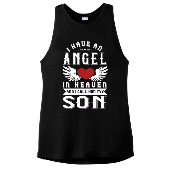 I Have An Angel In Heaven And I Call Him My Son Remembrance Gift Ladies Tri-Blend Wicking Tank