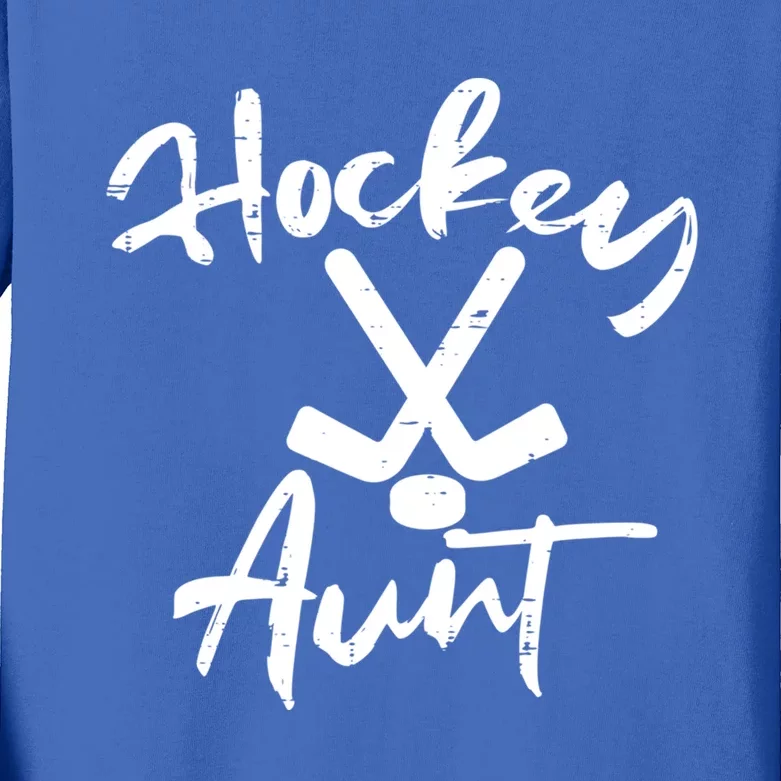 Ice Hockey Aunt Cute Mothers Day Aunty Auntie Nephew Great Gift Kids Long Sleeve Shirt