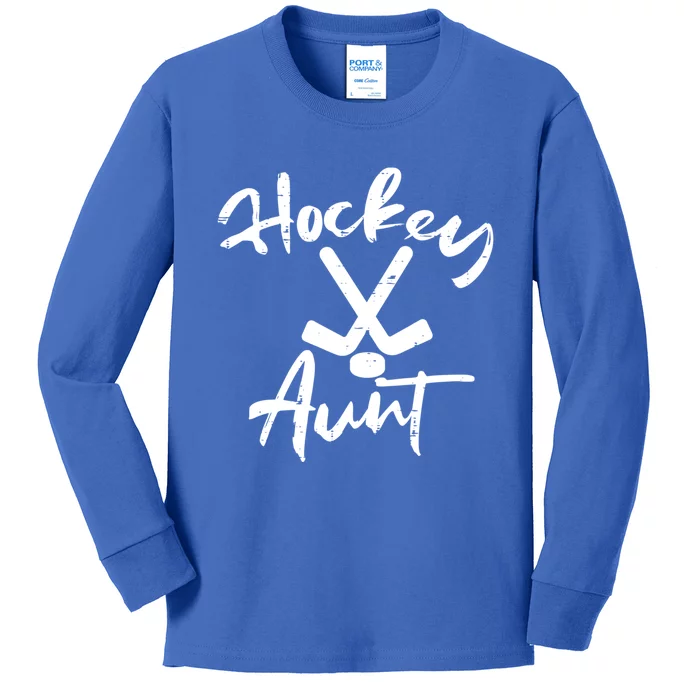 Ice Hockey Aunt Cute Mothers Day Aunty Auntie Nephew Great Gift Kids Long Sleeve Shirt