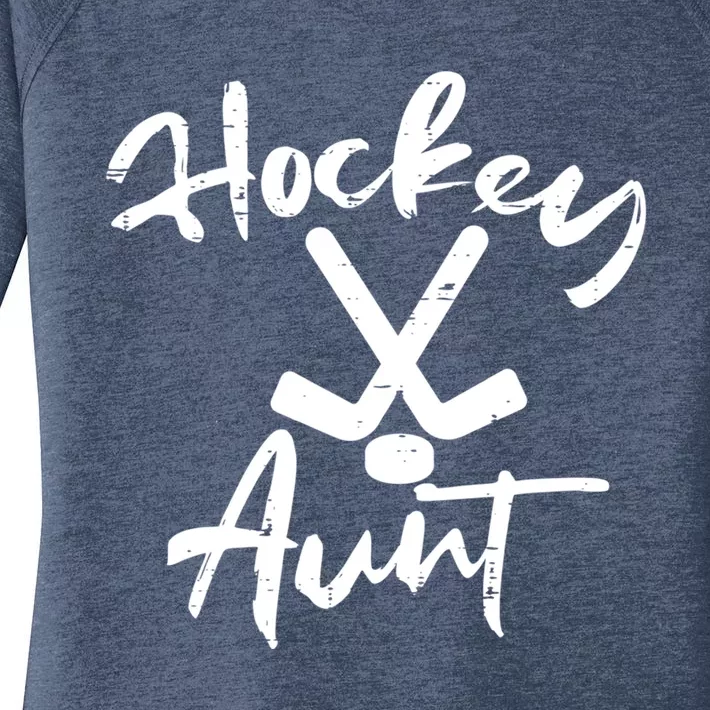 Ice Hockey Aunt Cute Mothers Day Aunty Auntie Nephew Great Gift Women's Perfect Tri Tunic Long Sleeve Shirt