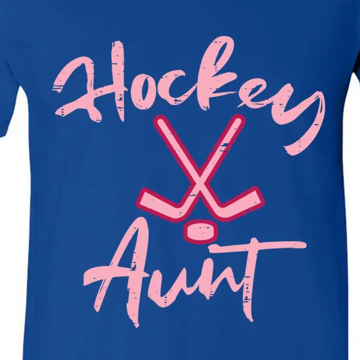 Ice Hockey Aunt Cute Mothers Day Aunty Auntie Nephew Meaningful Gift V-Neck T-Shirt