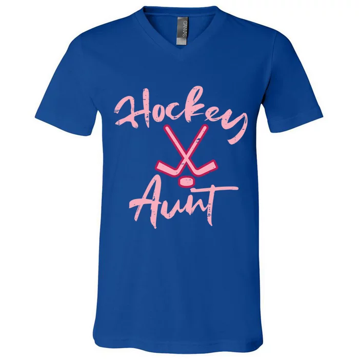 Ice Hockey Aunt Cute Mothers Day Aunty Auntie Nephew Meaningful Gift V-Neck T-Shirt