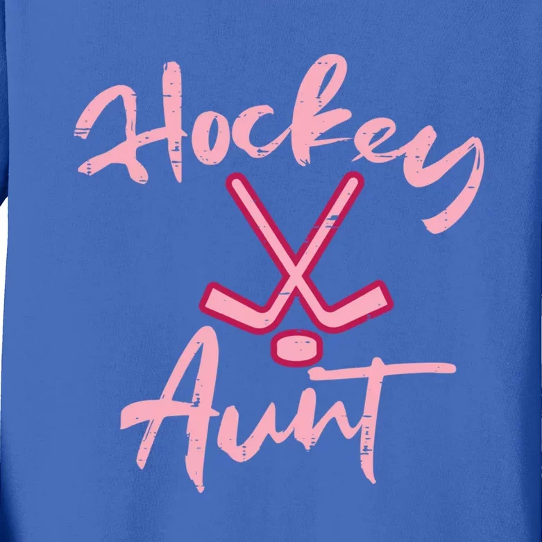 Ice Hockey Aunt Cute Mothers Day Aunty Auntie Nephew Meaningful Gift Kids Long Sleeve Shirt