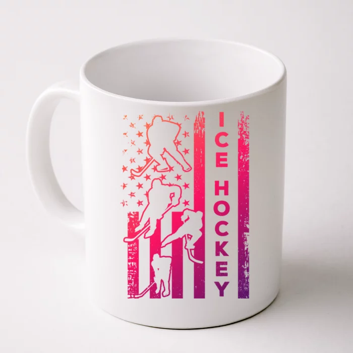 Ice Hockey America Flag I Ice Hockey Player Ice Hockey Flag Gift Front & Back Coffee Mug