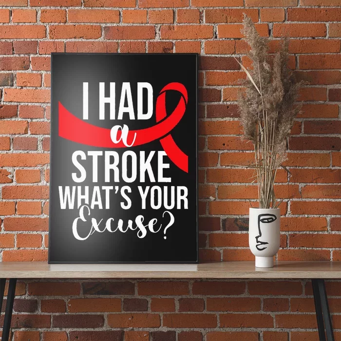 I Had A Stroke Stroke Survivor Red Awareness Ribbon Poster