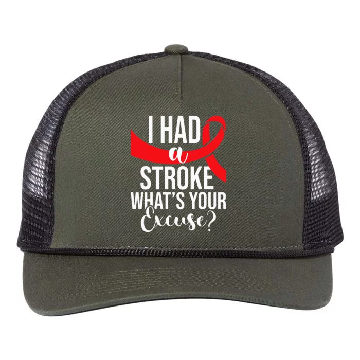 I Had A Stroke Stroke Survivor Red Awareness Ribbon Retro Rope Trucker Hat Cap