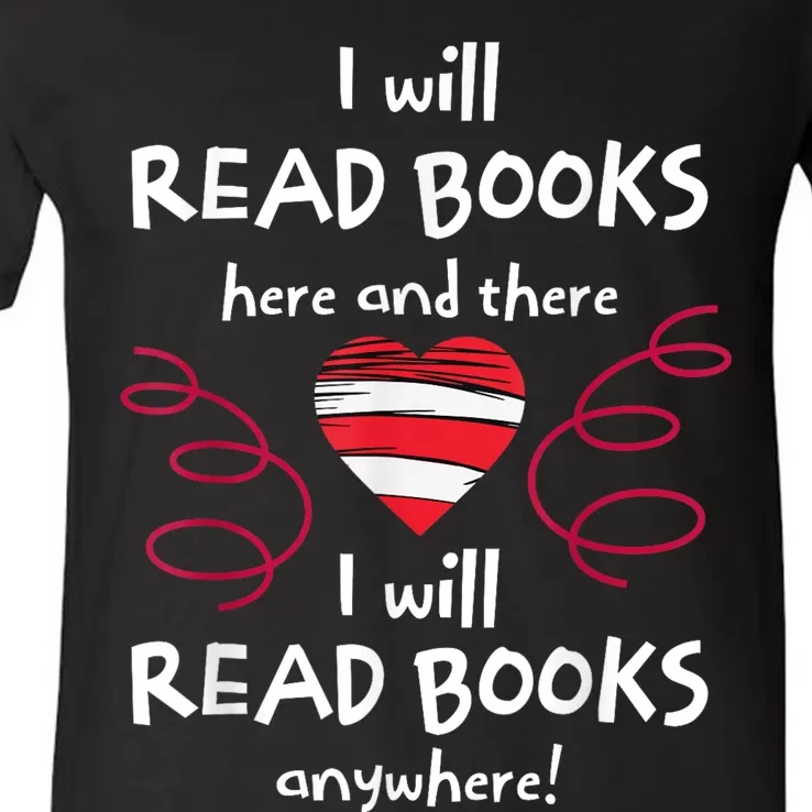 I Heart Books. Book Lovers. Readers. Read More Books V-Neck T-Shirt