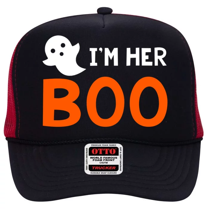 Im Her Boo Im His Witch Meaningful Gift Halloween Costume Couples Gift High Crown Mesh Trucker Hat