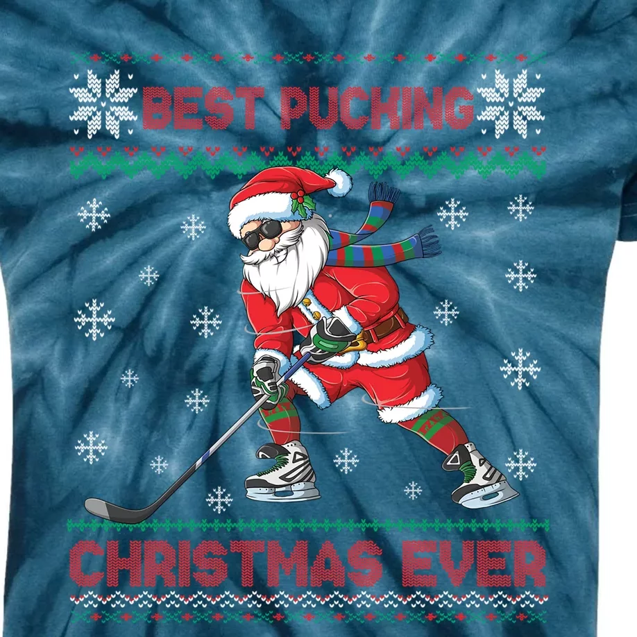 Ice Hocky Best Pucking Christmas Ever Kids Tie-Dye T-Shirt