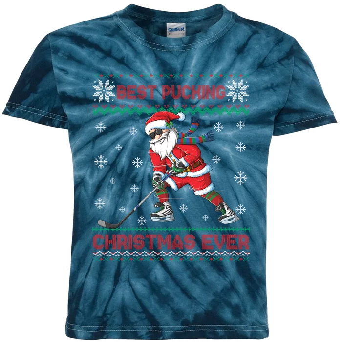 Ice Hocky Best Pucking Christmas Ever Kids Tie-Dye T-Shirt