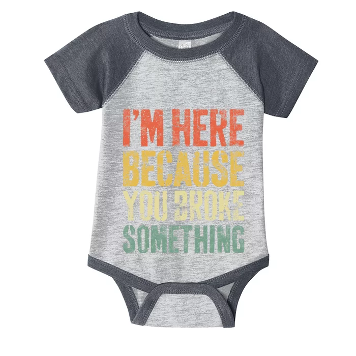 I'm Here Because You Broke Something Mechanic Infant Baby Jersey Bodysuit