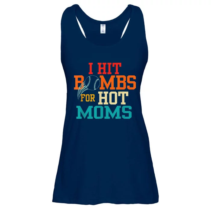 I Hit Bombs For Hot Moms (Baseball) Ladies Essential Flowy Tank