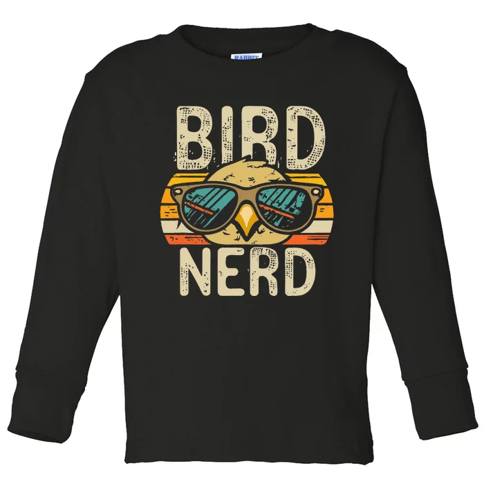 I Heart Birds Funny Bird Nerd Vintage Retro Sunset Cute Toddler Long Sleeve Shirt