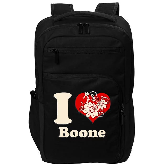 I Heart Boone North Carolina Floral Impact Tech Backpack