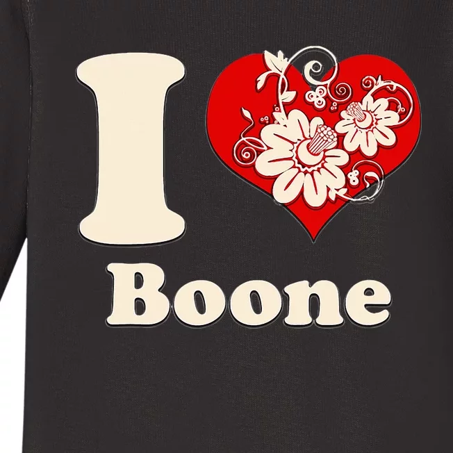 I Heart Boone North Carolina Floral Baby Long Sleeve Bodysuit