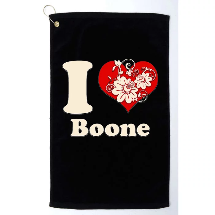 I Heart Boone North Carolina Floral Platinum Collection Golf Towel