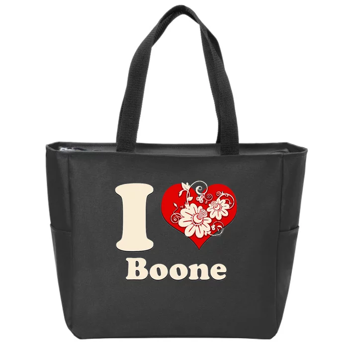 I Heart Boone North Carolina Floral Zip Tote Bag