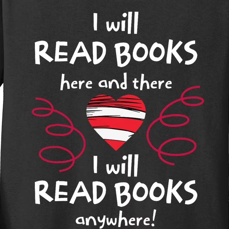 I Heart Books. Book Lovers. Readers. Read More Books. Kids Long Sleeve Shirt