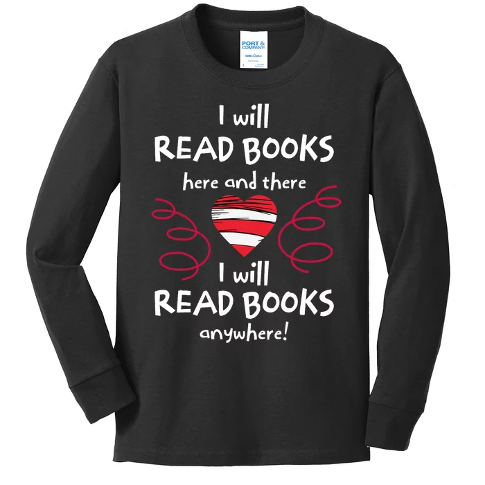 I Heart Books. Book Lovers. Readers. Read More Books. Kids Long Sleeve Shirt