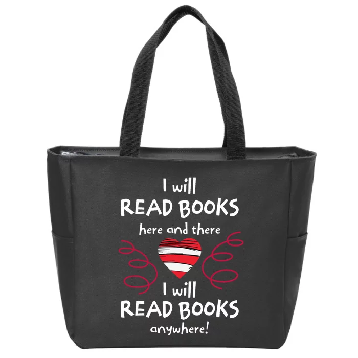 I Heart Books. Book Lovers. Readers. Read More Books. Zip Tote Bag