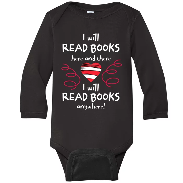 I Heart Books Book Lovers Readers Read More Books Baby Long Sleeve Bodysuit