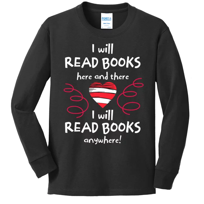 I Heart Books Book Lovers Readers Read More Books Kids Long Sleeve Shirt