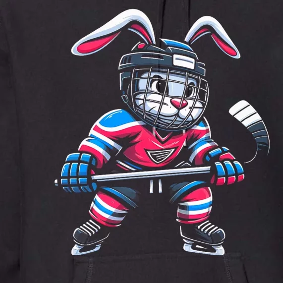 Ice Hockey Bunny Easter Rabbit Hockey Cool Premium Hoodie