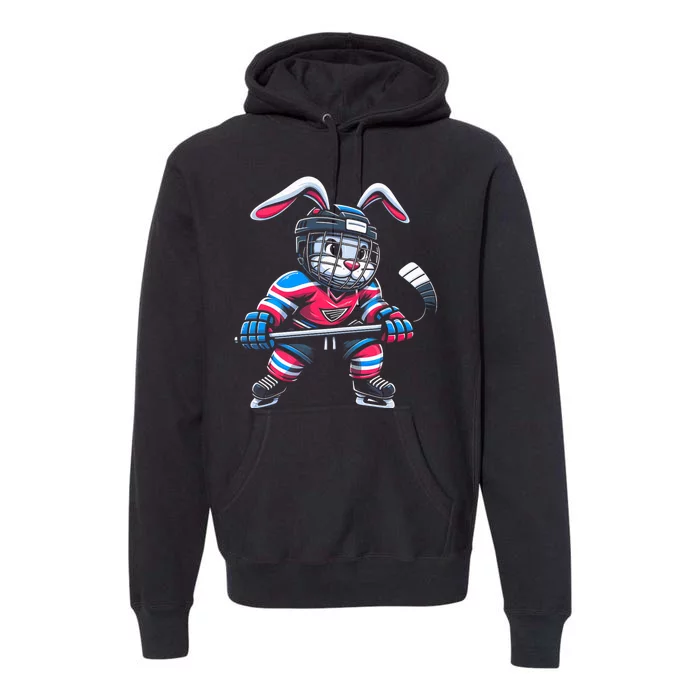 Ice Hockey Bunny Easter Rabbit Hockey Cool Premium Hoodie