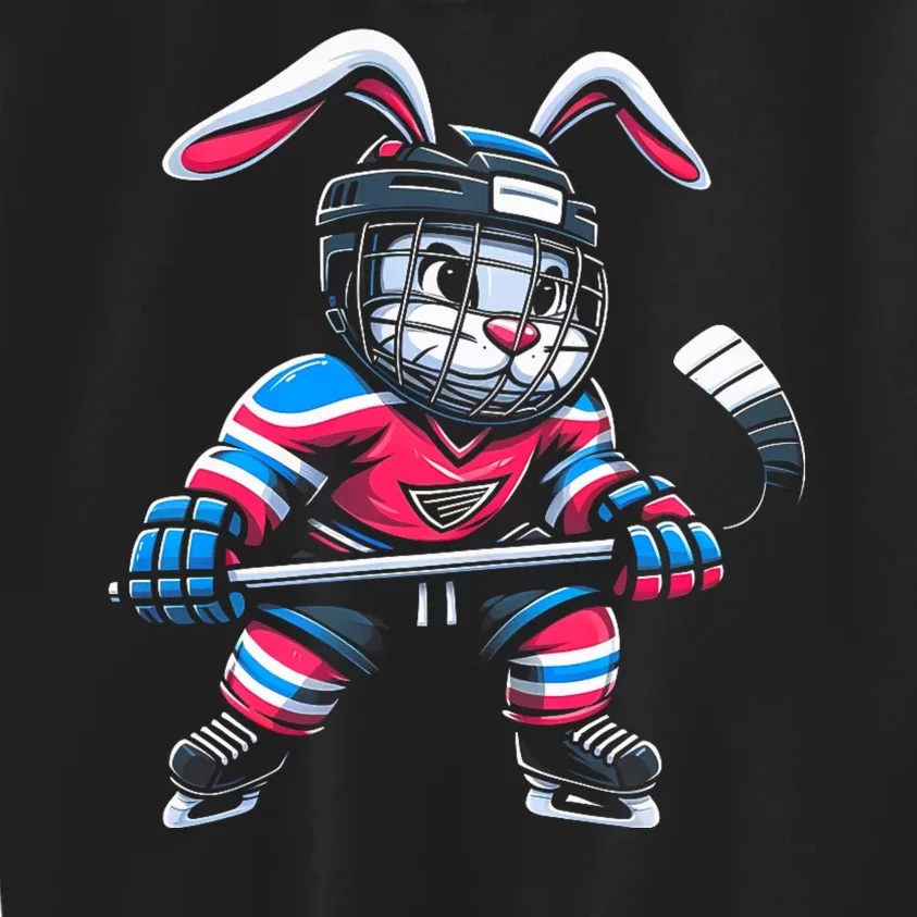 Ice Hockey Bunny Easter Rabbit Hockey Cool Kids Sweatshirt