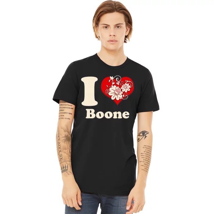 I Heart Boone North Carolina Floral Premium T-Shirt