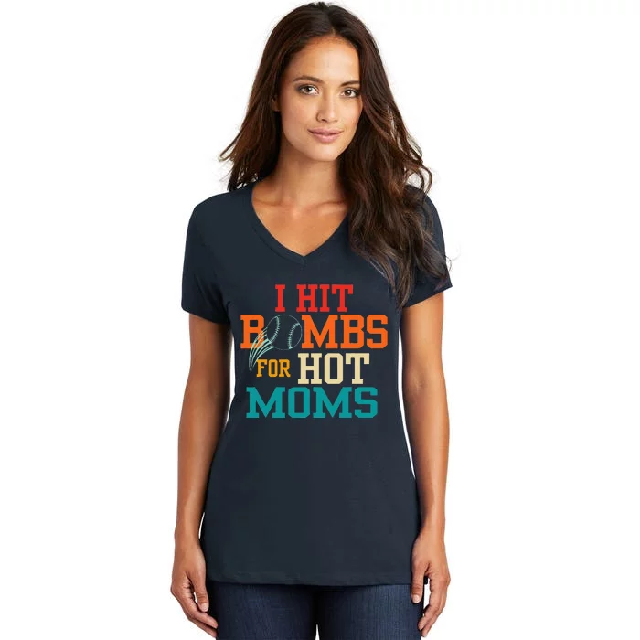 I Hit Bombs For Hot Moms Women's V-Neck T-Shirt