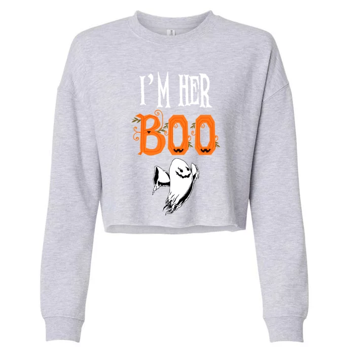 IM Her Boo IM His Witch Funny Couples Matching Halloween Gift Cropped Pullover Crew