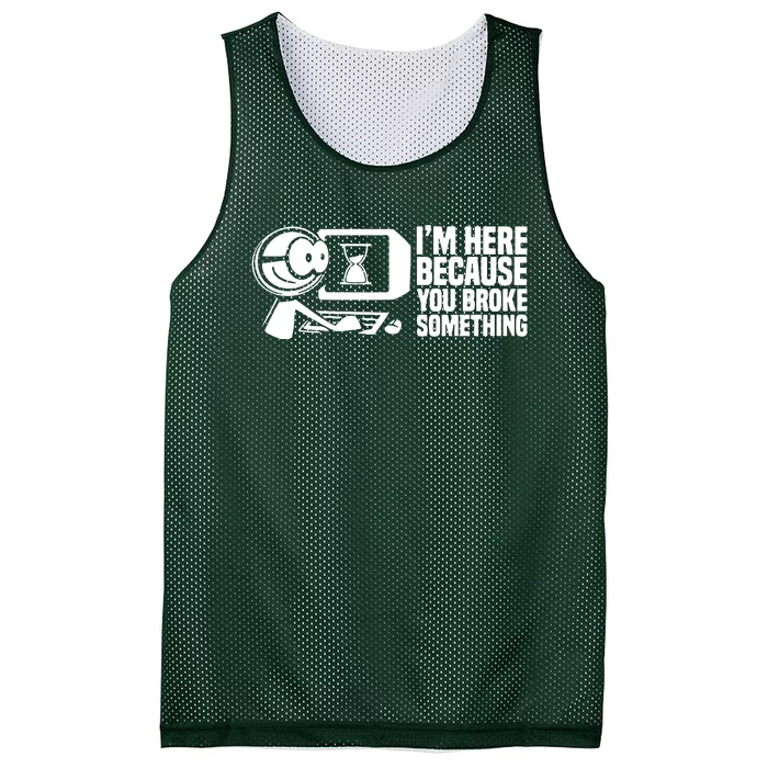 Im Here Because You Broke Something Mesh Reversible Basketball Jersey Tank