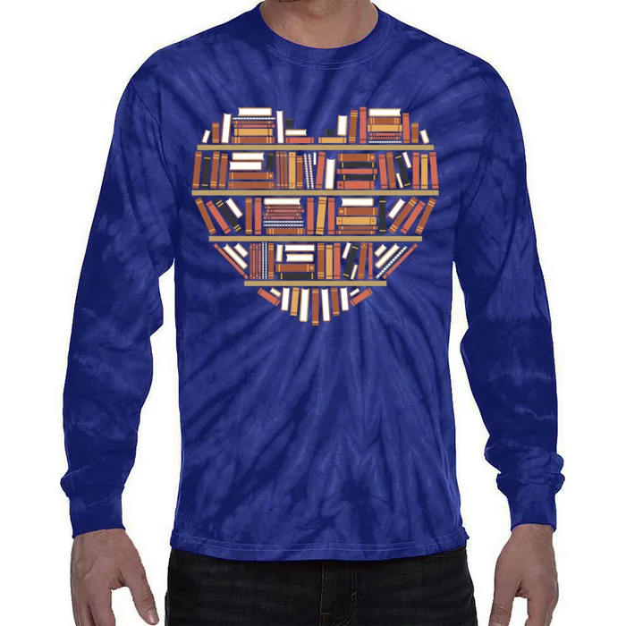 I Heart Books I Love Books Gift Tie-Dye Long Sleeve Shirt