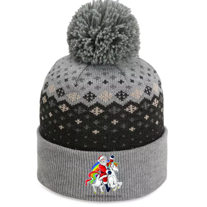 I Have Been Missing Out Santa Riding Unicorn The Baniff Cuffed Pom Beanie