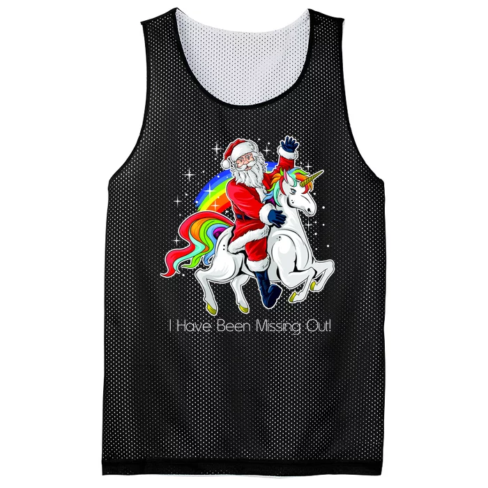 I Have Been Missing Out Santa Riding Unicorn Mesh Reversible Basketball Jersey Tank