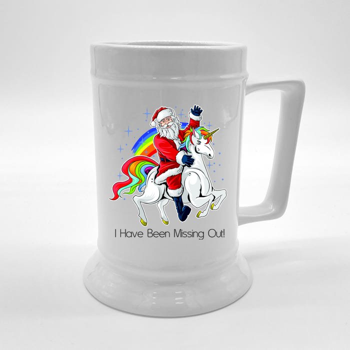 I Have Been Missing Out Santa Riding Unicorn Front & Back Beer Stein