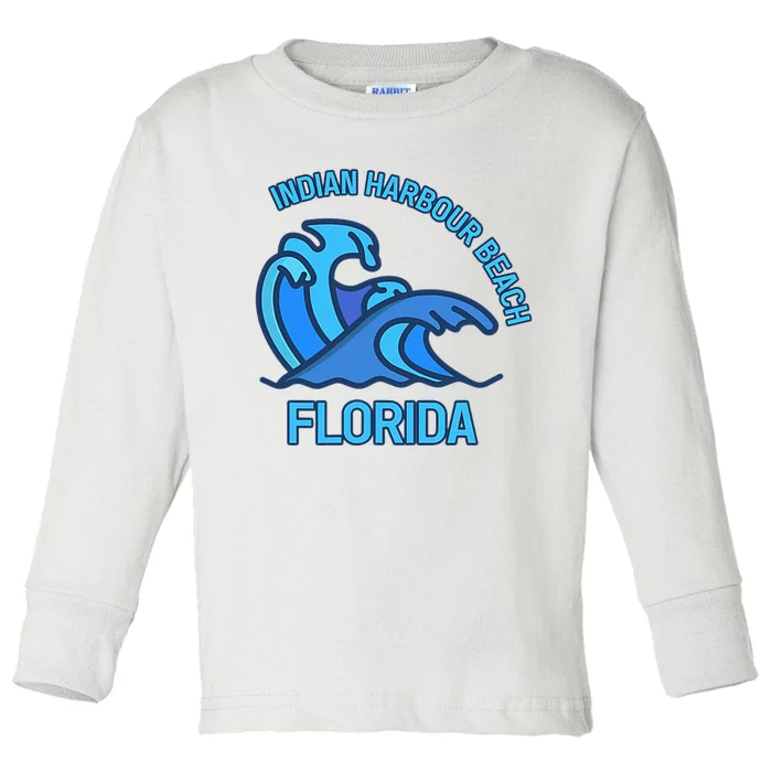 Indian Harbour Beach Florida Pocket Wave Souvenir Toddler Long Sleeve Shirt