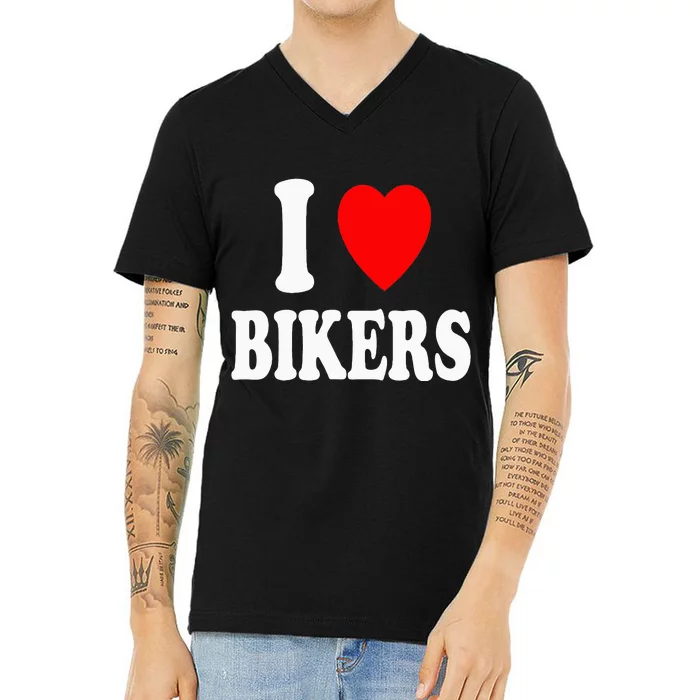 I Heart Bikers Sexy Hot Attraction Motorcycle V-Neck T-Shirt